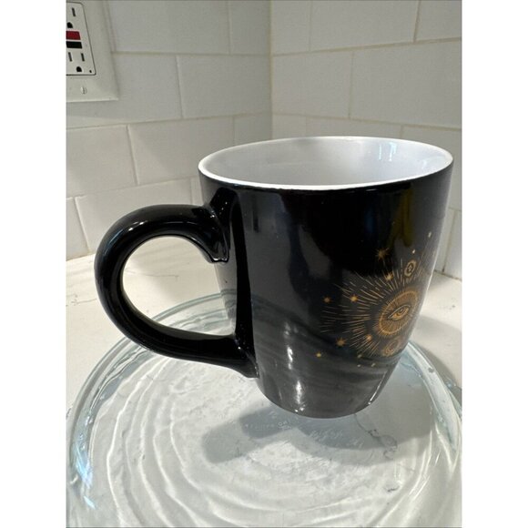 Eye to the Sky Coffee Mug Cosmic Vibes Black Gold foil 20oz Coffee Mug - Picture 5 of 13